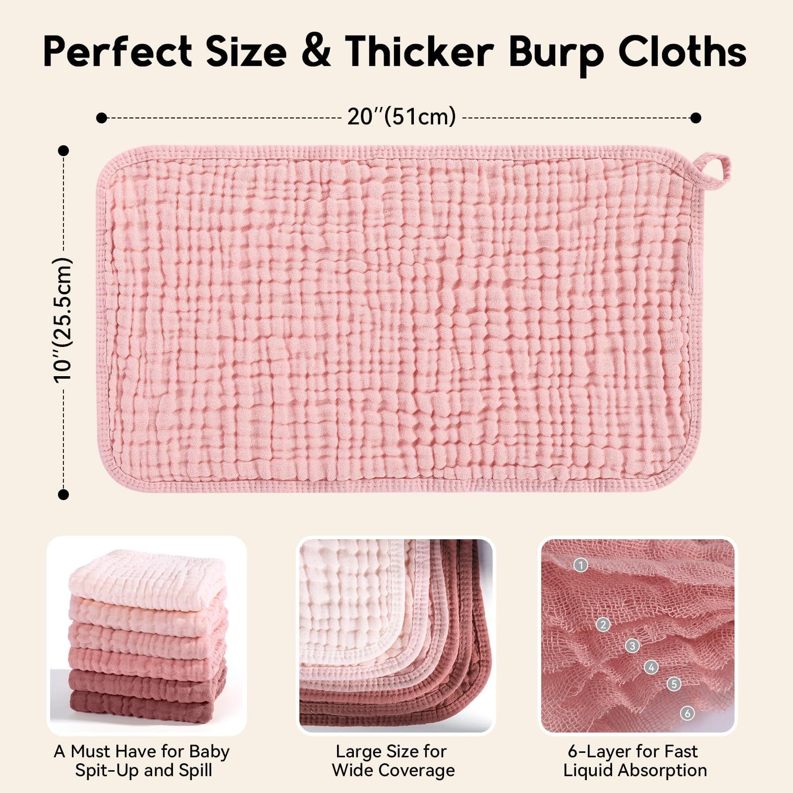 Unnivoll baby burp cloth showing hanging loop detail