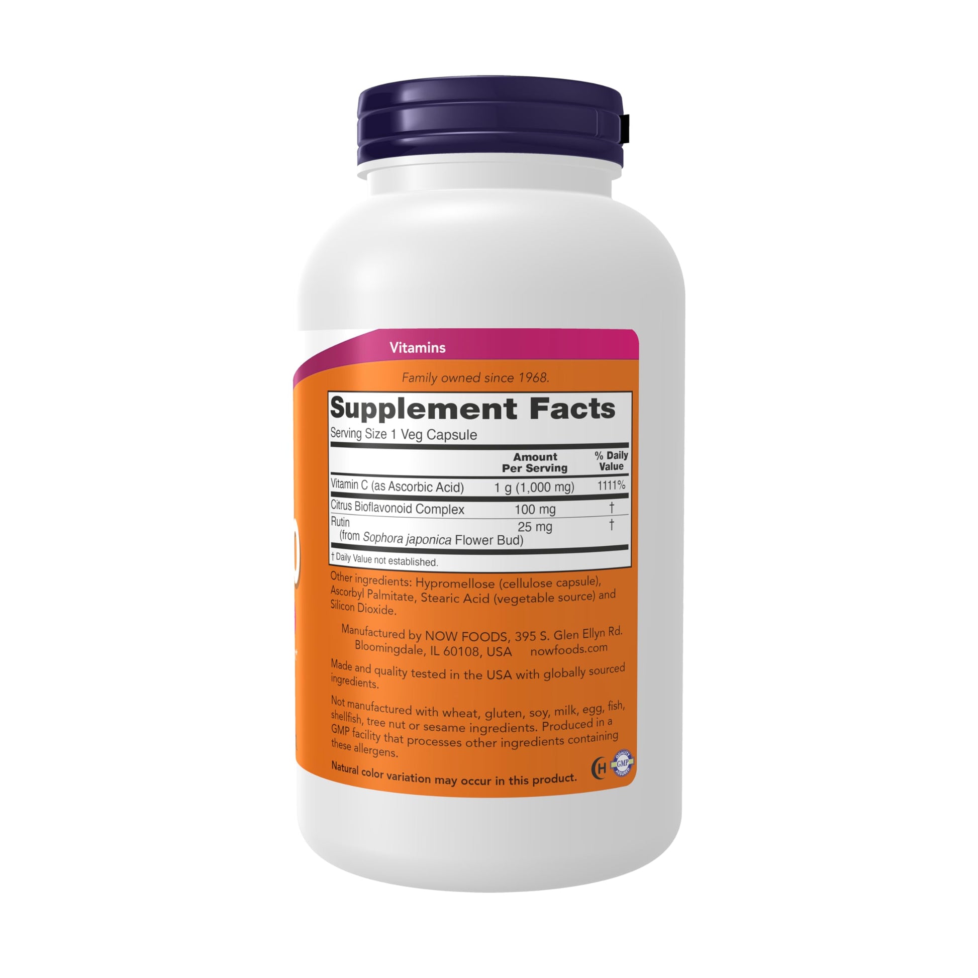 NOW Foods C-1000 with citrus bioflavonoids supplement label showing ingredient transparency