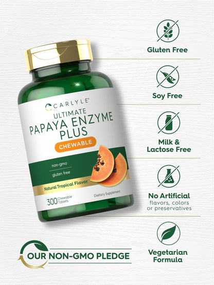 Carlyle brand papaya digestive enzymes showing clean plant based vegetarian ingredients list