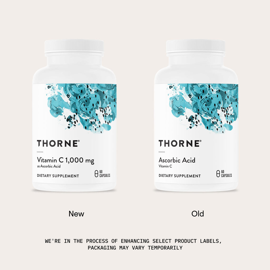 Thorne ascorbic acid capsules ingredient list closeup