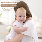Yoofoss white organic cotton baby washcloths close up