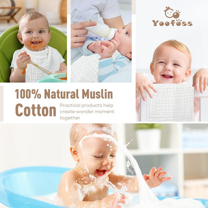 Yoofoss muslin baby burp cloths folded for nursery storage
