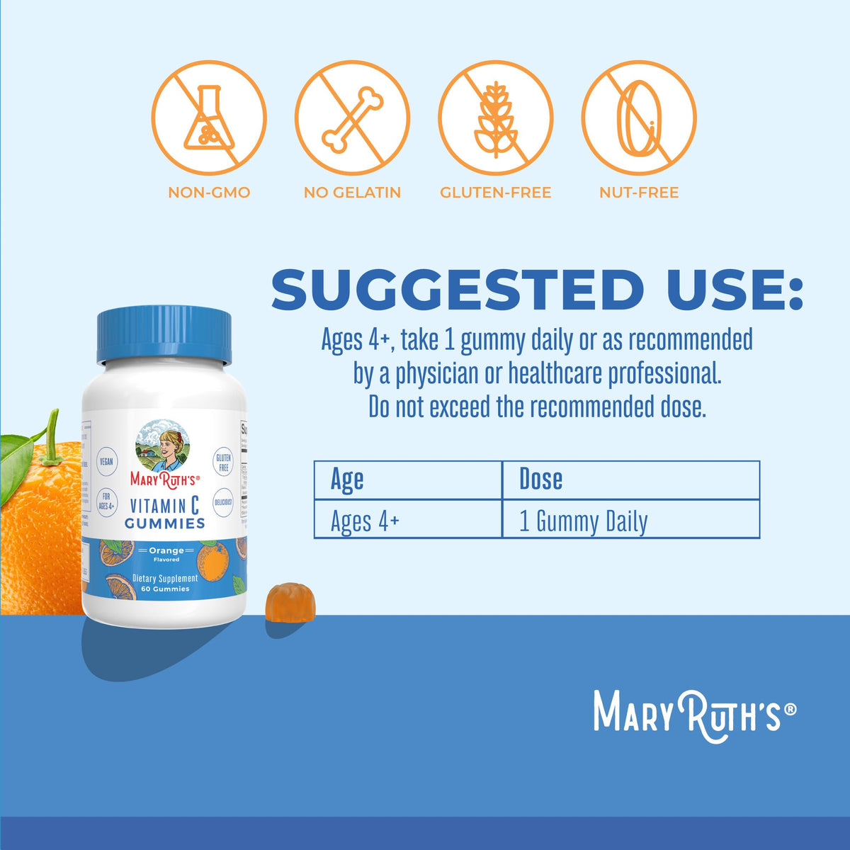 MaryRuth Organics vegan vitamin C gummies ingredient list details
