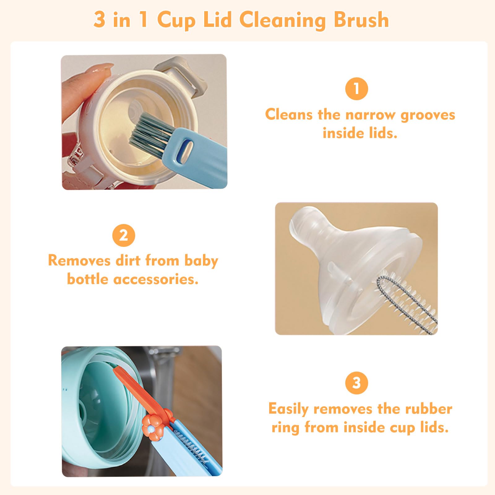 Jxmltt multifunctional brush cleaning cup lid crevices