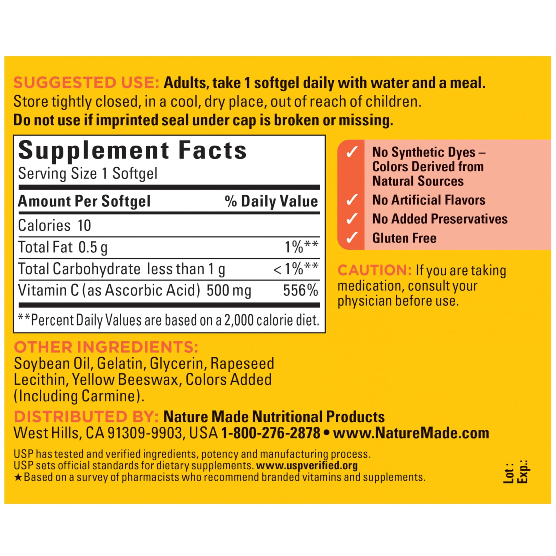 Nature Made clear softgel capsules demonstrating texture and color consistency for quality assurance