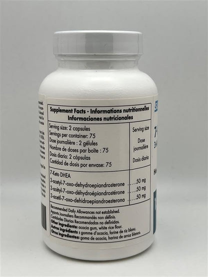 Supersmart 7-Keto DHEA capsules layout with bottle on clean backdrop.