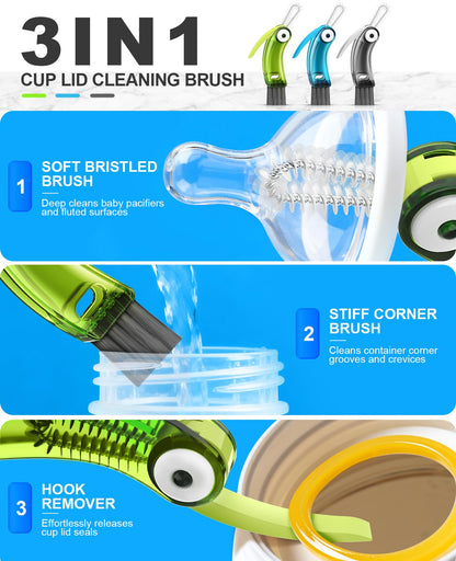 Fwomucl 3 in 1 cup lid cleaning brush set color options