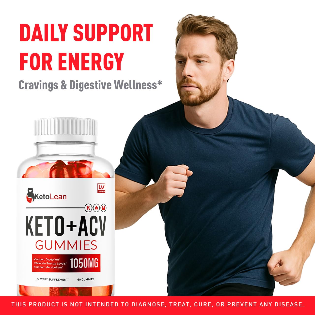Side angle showcase of Livorka Keto Lean weight management supplement pack.