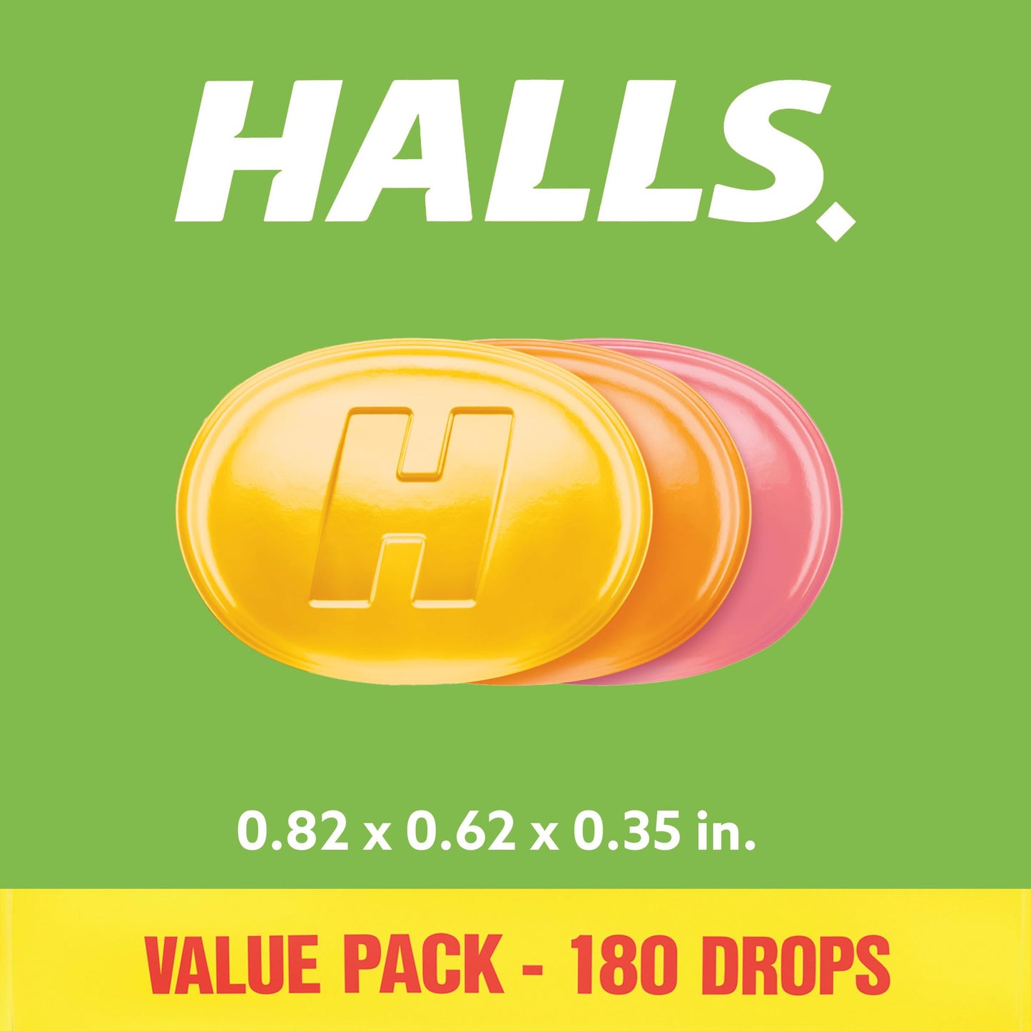 HALLS Defense citrus dietary supplement value pack showing 180 individual throat drops.