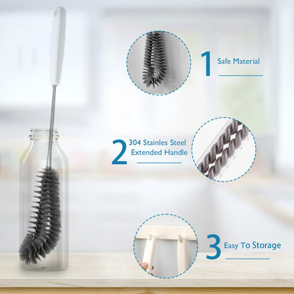 Kwude long handle brush cleaning a narrow neck sports bottle