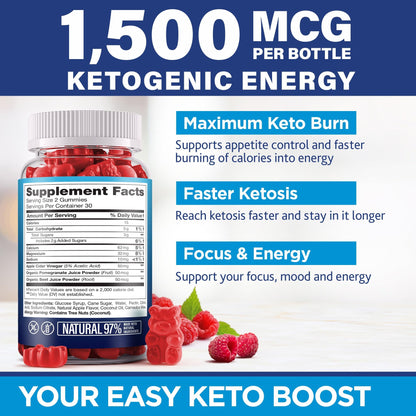 Vitalena Nature Extra Strength Keto Burn dietary supplement bottle showing nutrition facts and serving size details.
