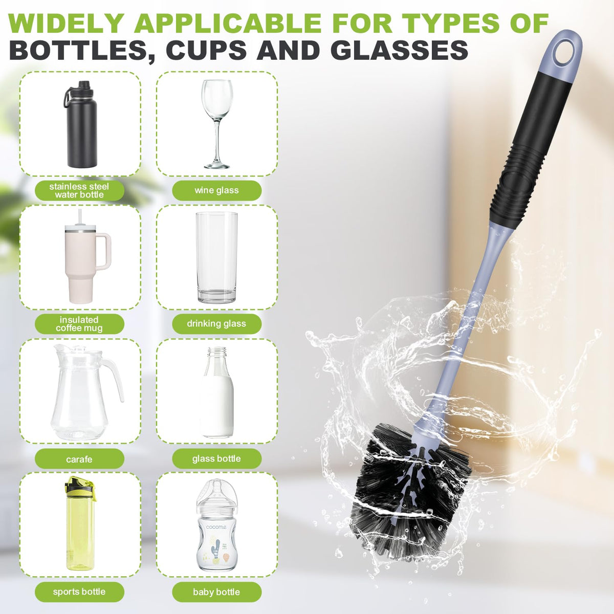 Zhayao brush cleaning a tall glassware vase