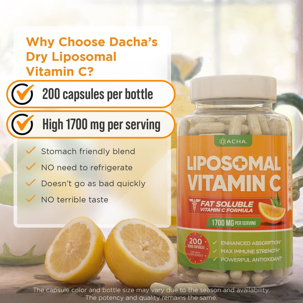 Dacha 1700 milligrams vitamin c capsule count and size display