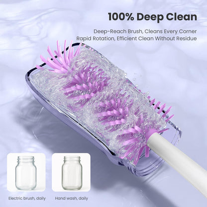 Compact purple bear-shaped travel bottle brush set