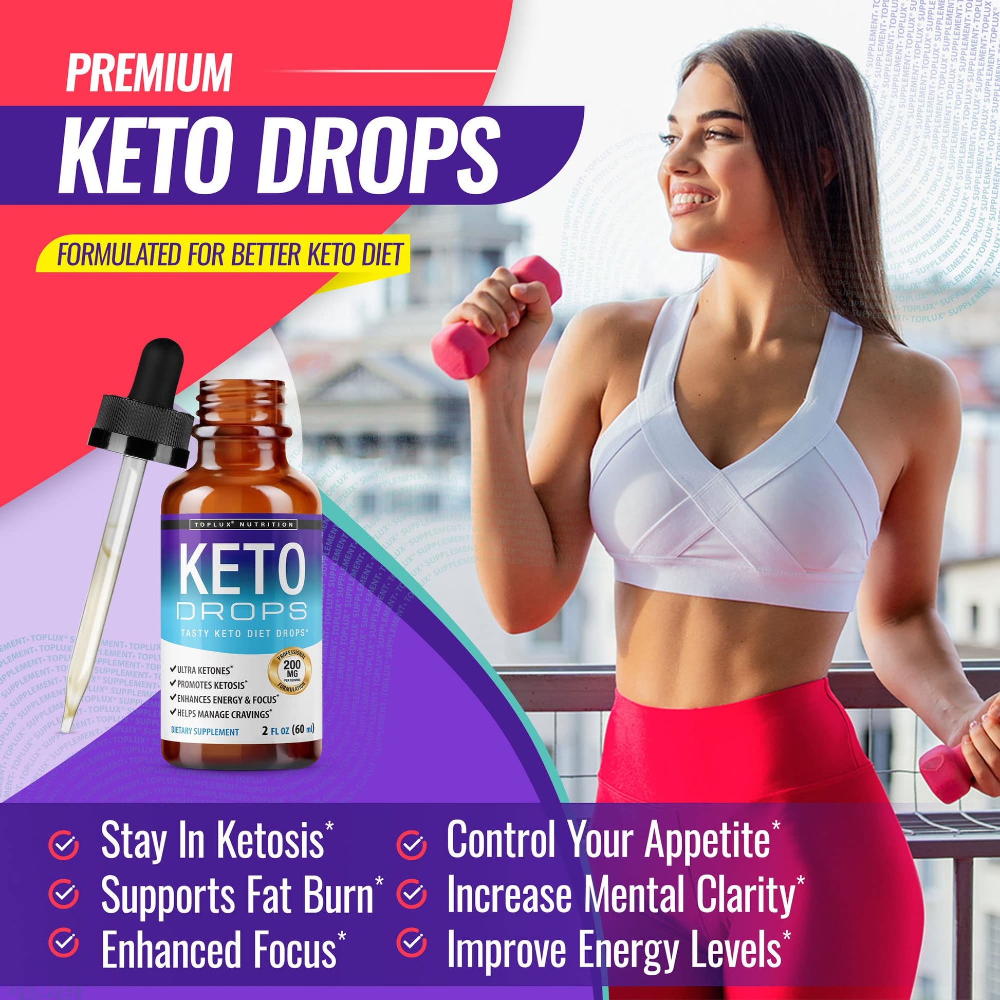 Back label of authentic USA imported Toplux premium ketosis drops.