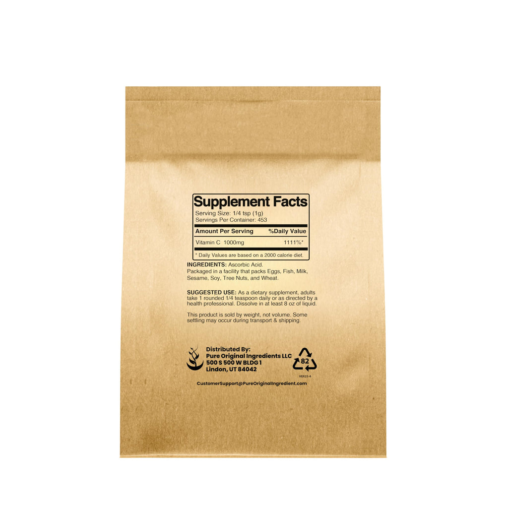Pure Original Ingredients Vitamin C Powder label and supplement facts