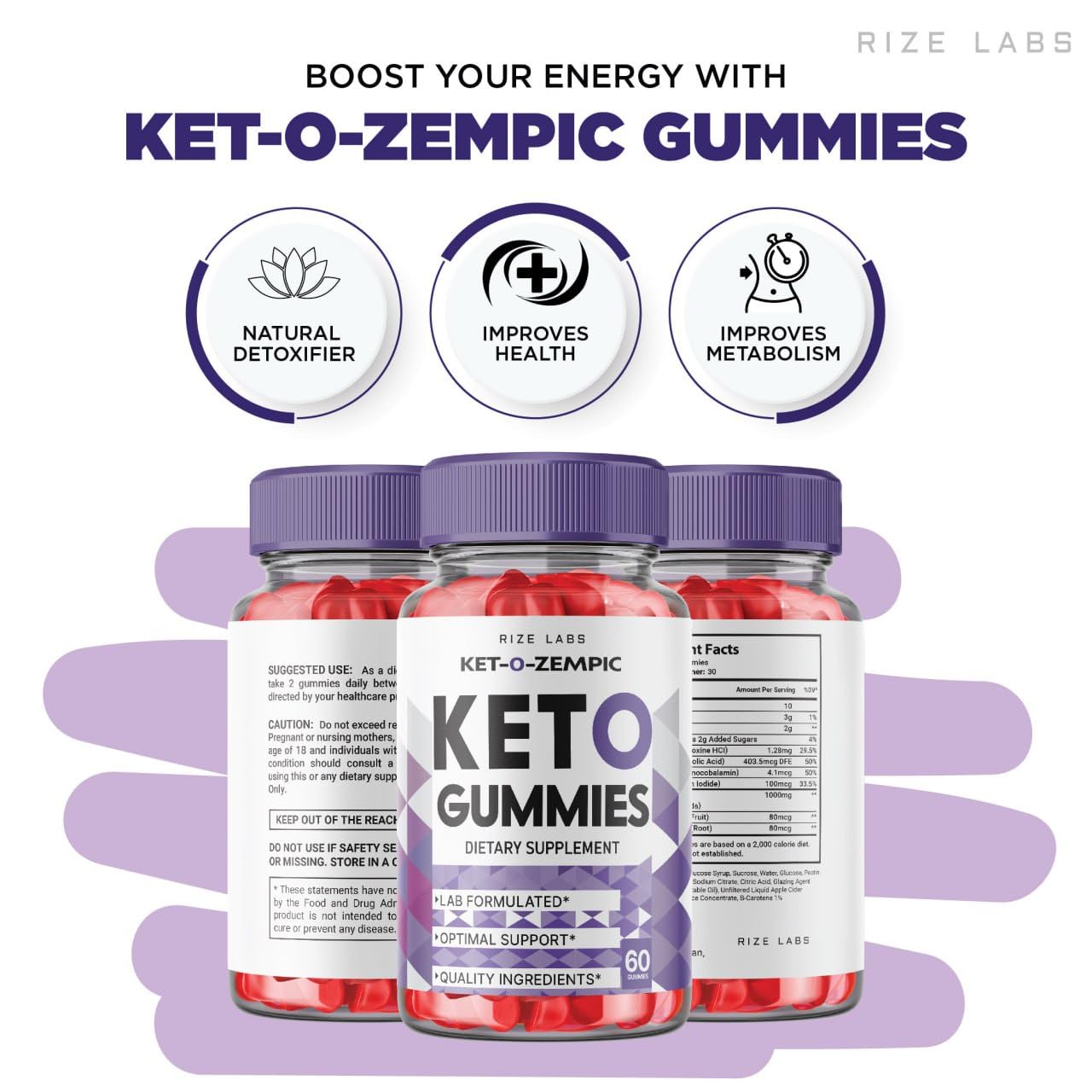 Close up of 60 maximum strength chewable keto apple cider vinegar gummies