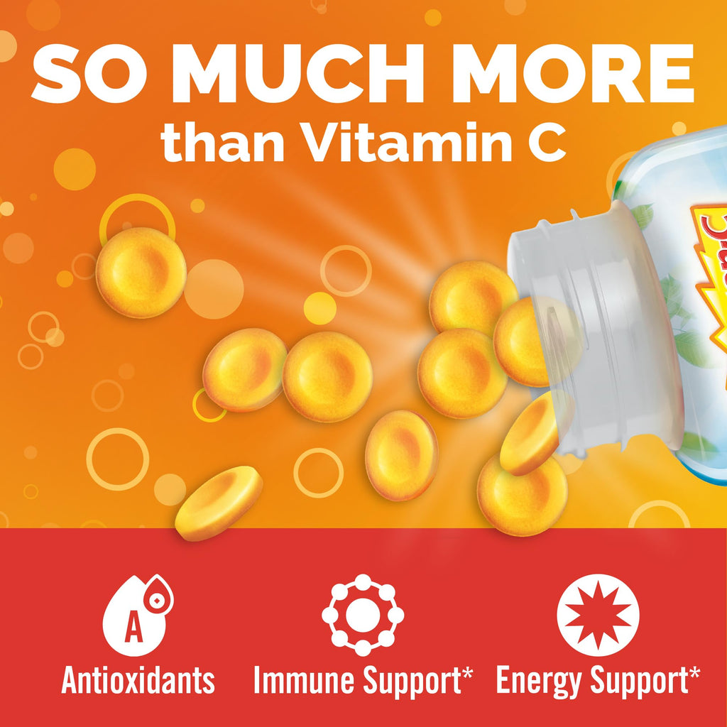 Emergen-C Orange Blast chewable vitamin tablets packaging side profile