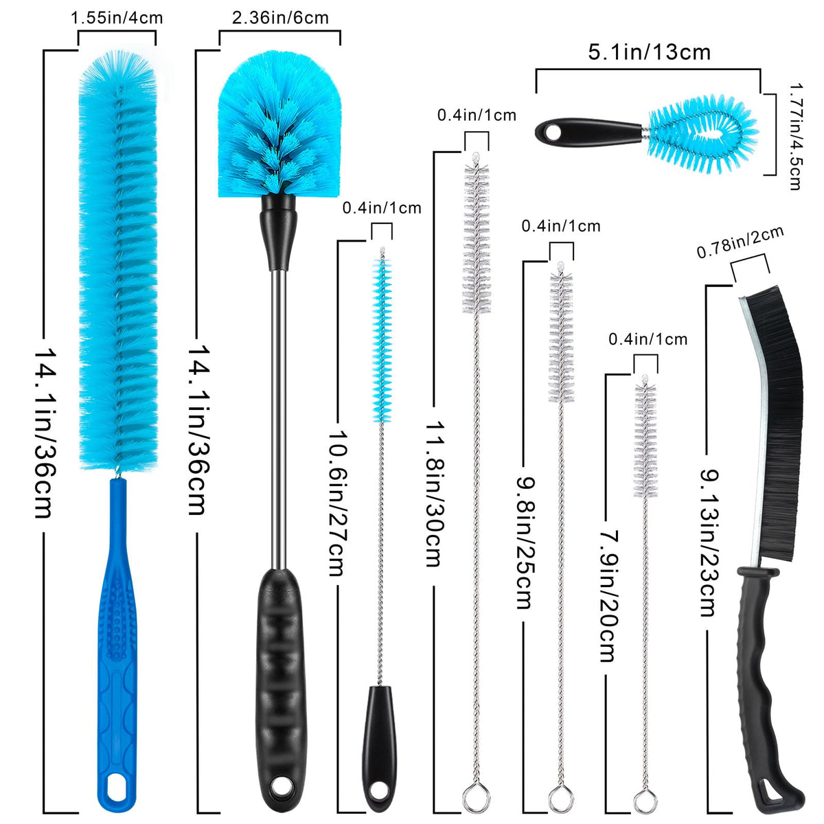 Swktpp multi-piece brush set for water bottles and straws