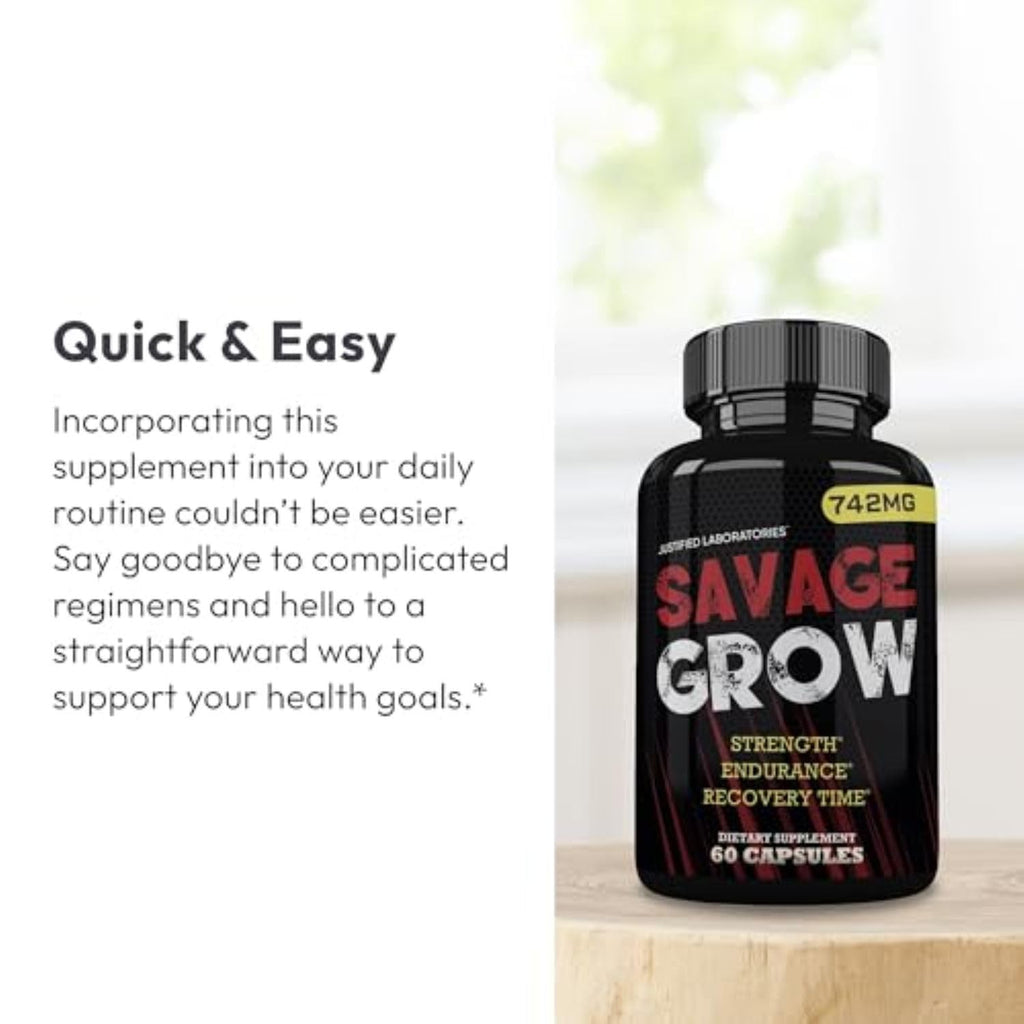 Justified Laboratories Savage Grow ingredients highlight