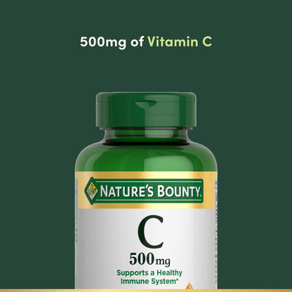 Angled view of Nature's Bounty Vitamin C 250 vegetarian tablets bottle.