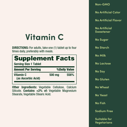 Nature's Bounty Vitamin C 500mg bottle displaying USA imported authenticity seals.
