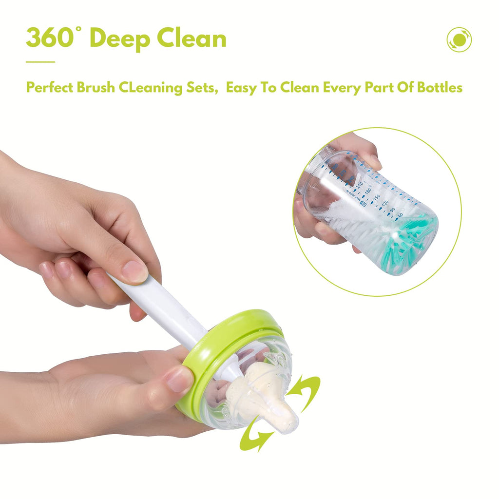 Soft sponge nipple brush with replacement head for baby bottles