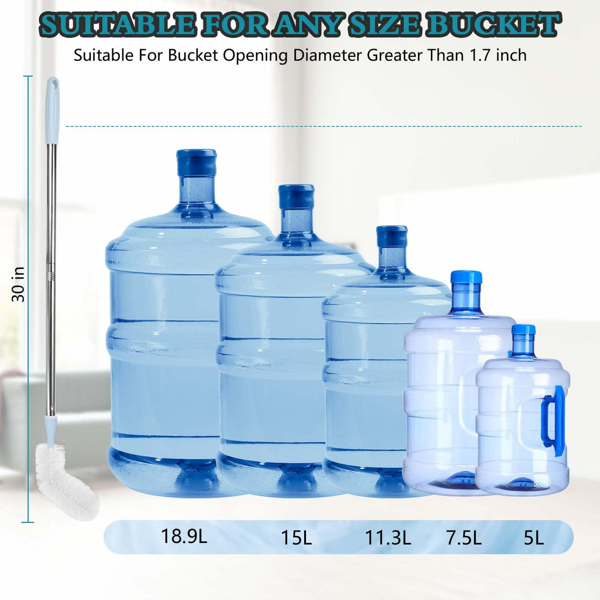 Rkddo 28-inch brush cleaning a 5-gallon water container