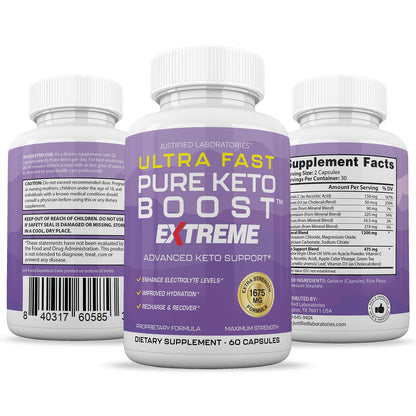 Justified Laboratories Ultra Fast Pure Keto Boost 120 capsules pack of two top view