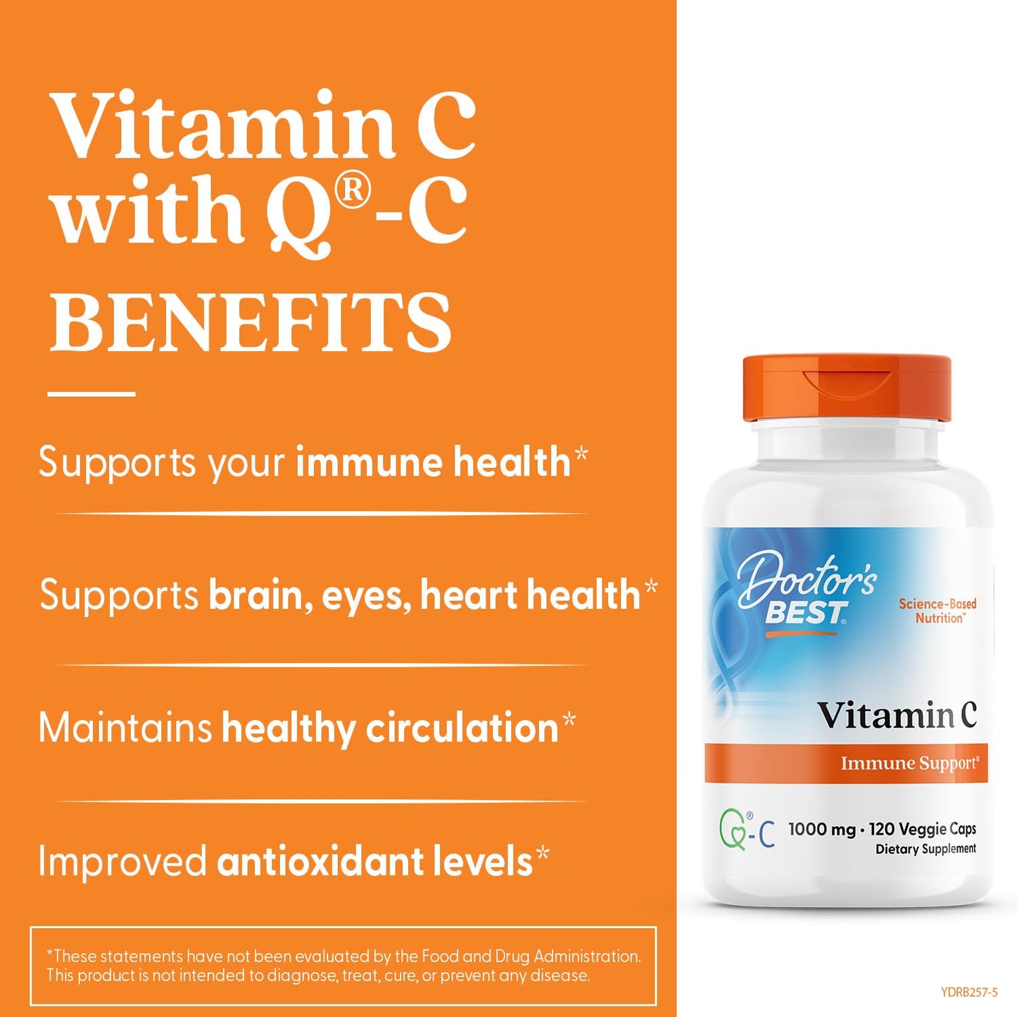 Doctor's Best Vitamin C showing the premium Quali-C Scotland sourcing seal on label