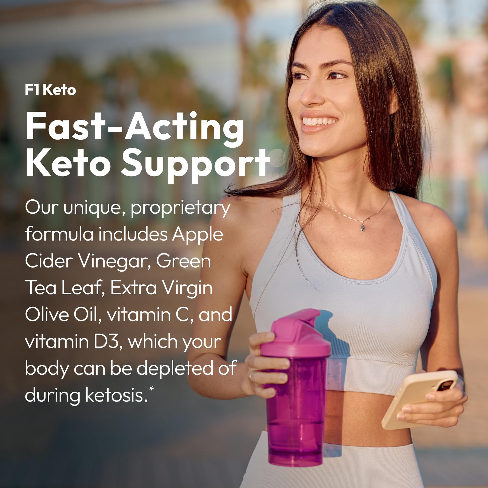 Side view of Justified Laboratories F1 Keto capsules bottle highlighting the electrolyte mineral blend