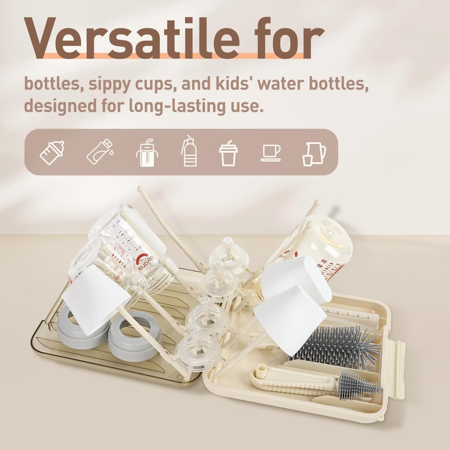 Integrated soap dispenser inside bottle cleaning kit