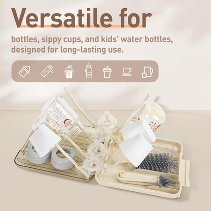 Integrated soap dispenser inside bottle cleaning kit