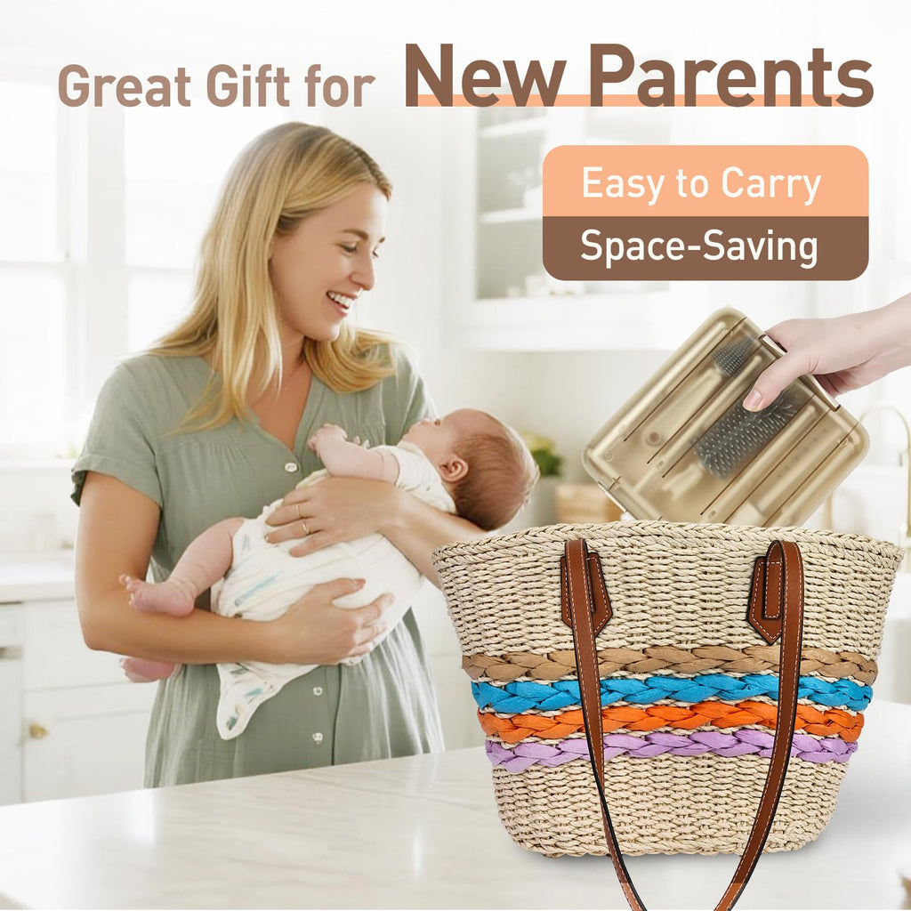 Baby bottle cleaning kit packed for travel