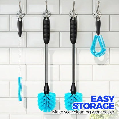 Holikme long handle brush inside a glass bottle