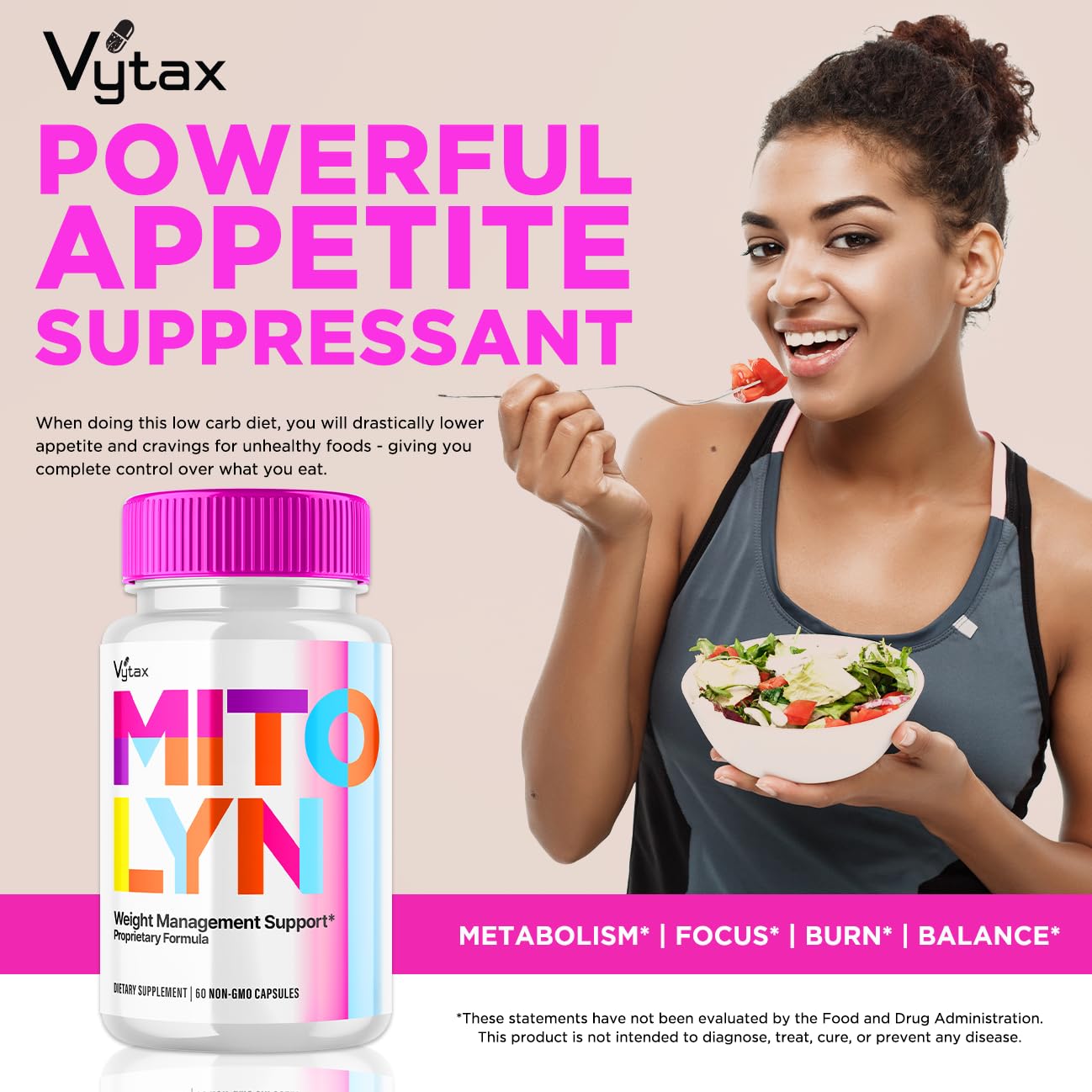 CNBEIAN Mitolyn 60 capsules supplement bottle showing dietary facts and premium packaging design