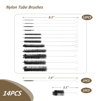Close up of nylon bristles and stainless steel wire of tube brushes