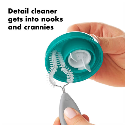 Detailed view of the OXO Tot detail brush for tight corners