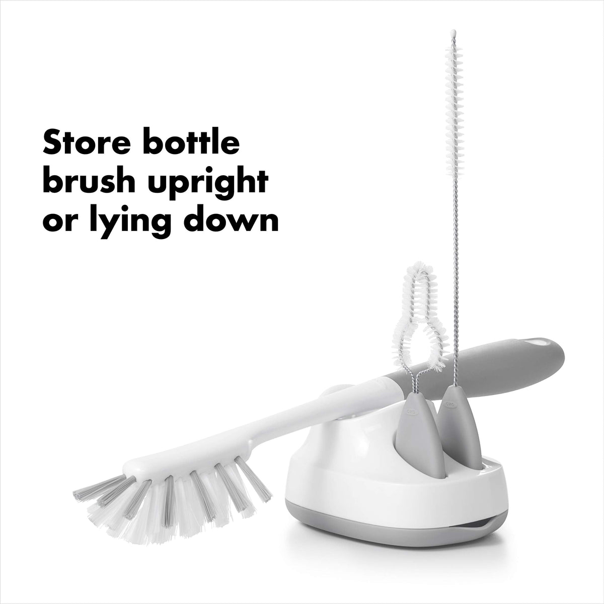 OXO Tot bottle brush set with drain spout stand