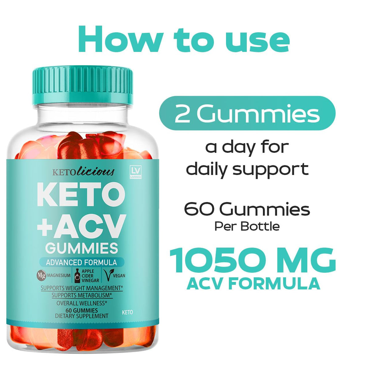 Two pack bundle of Livorka Ketolicious dietary supplement bottles