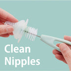 Close up of Simba nipple brush soft nylon bristles