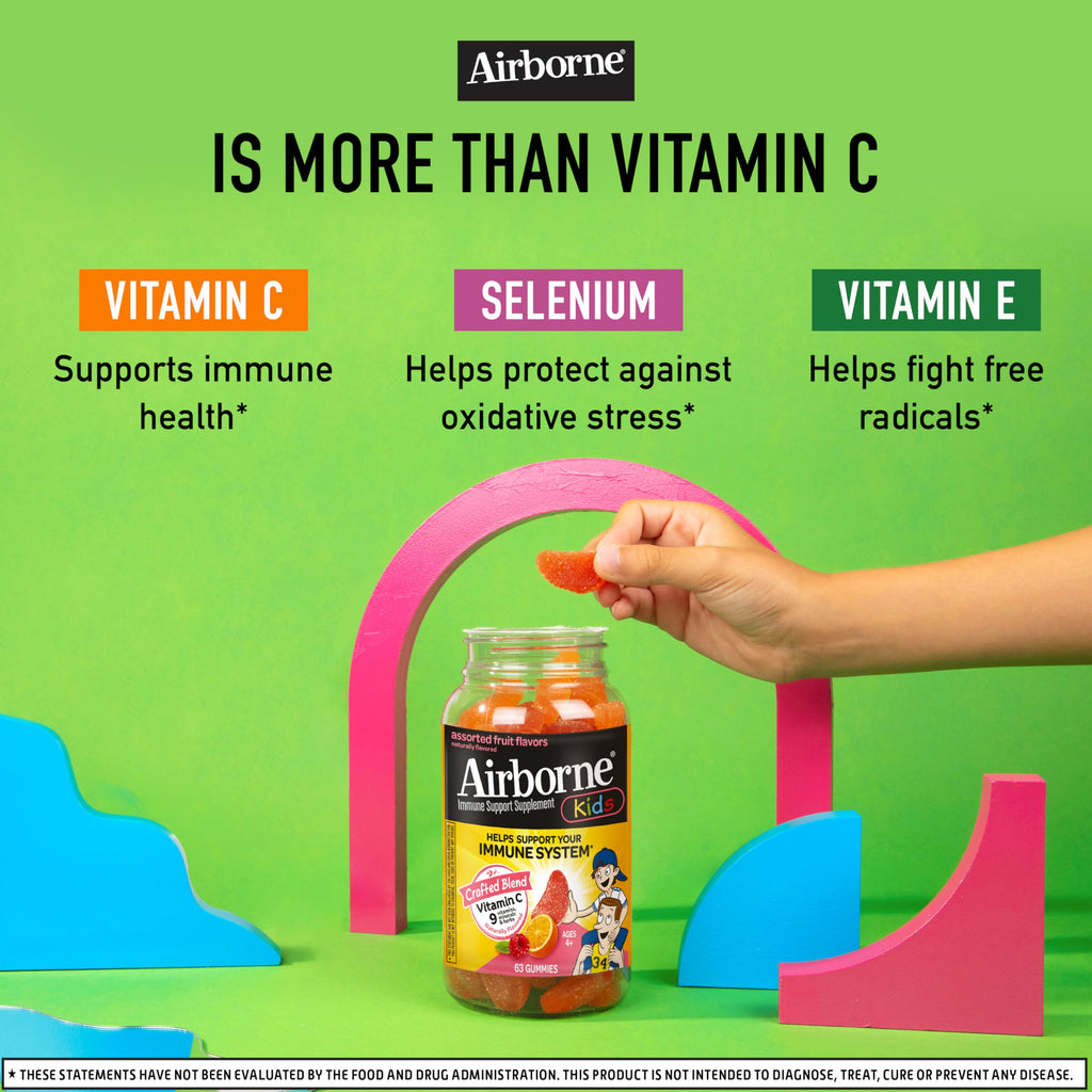 Airborne chewable gummies package ingredients closeup
