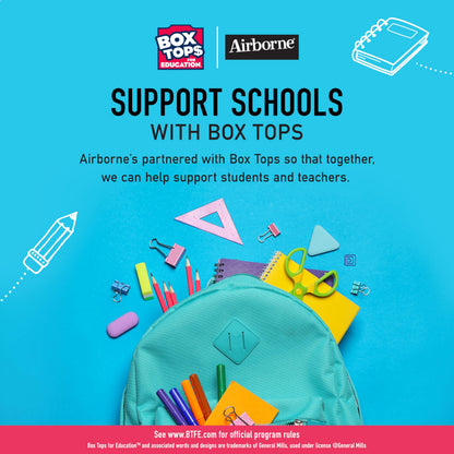 Authentic Airborne kids chewable immune support gummies in assorted natural fruit flavors.