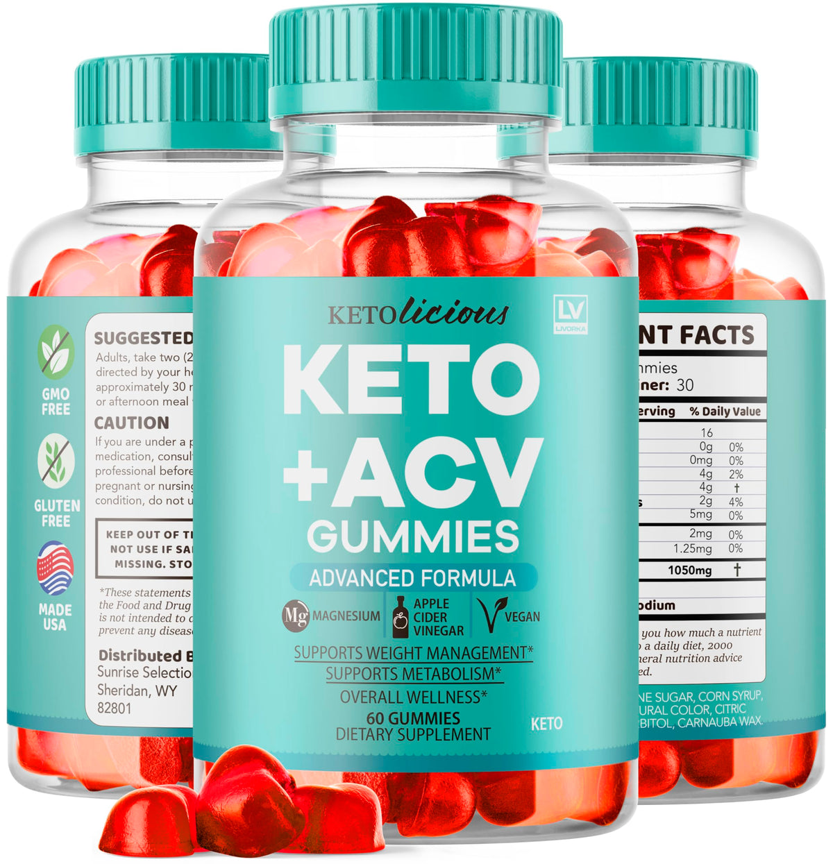 Back panel details of Livorka Keto ACV Gummies packaging