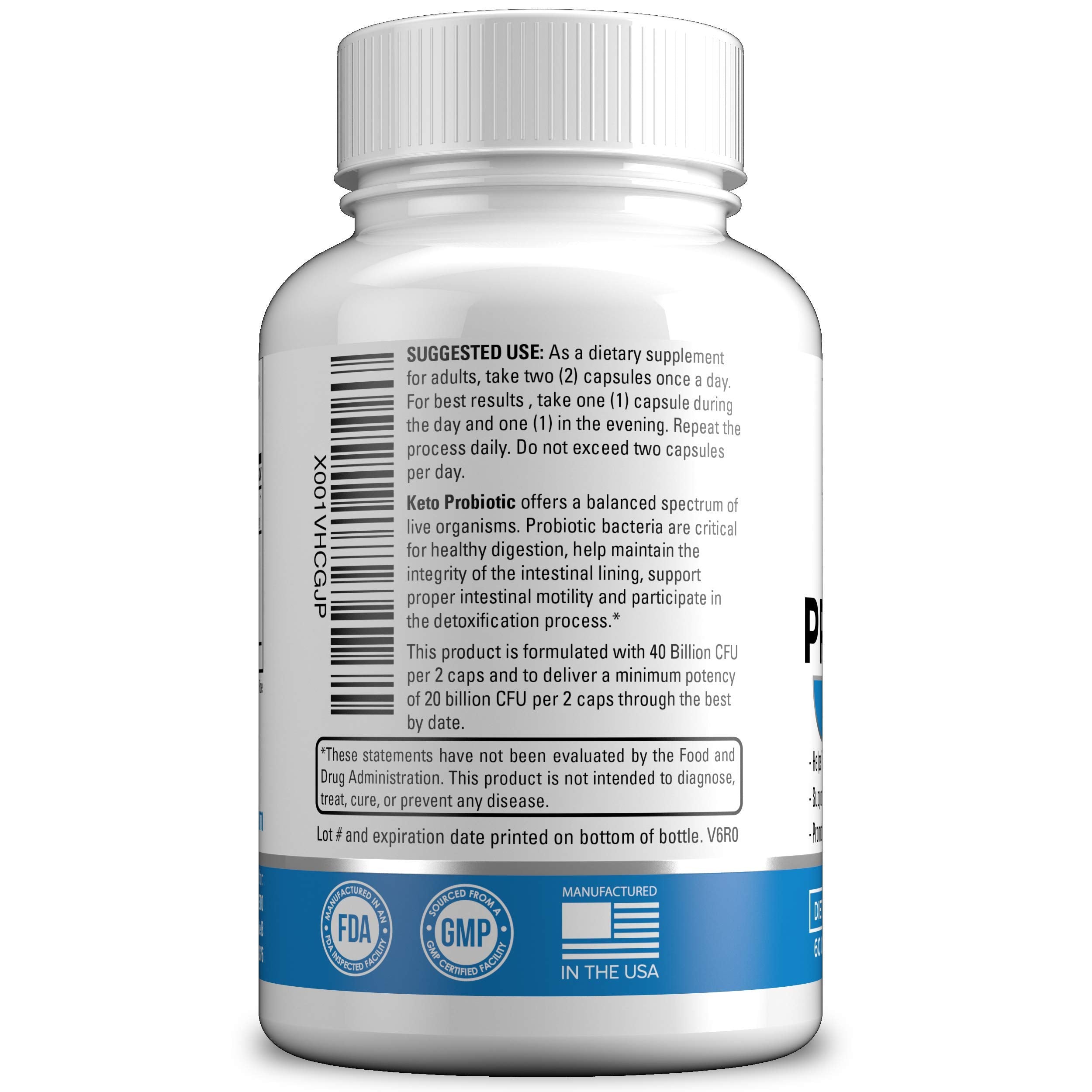 Built By Keto forty billion colony-forming units probiotic capsules supplement facts label