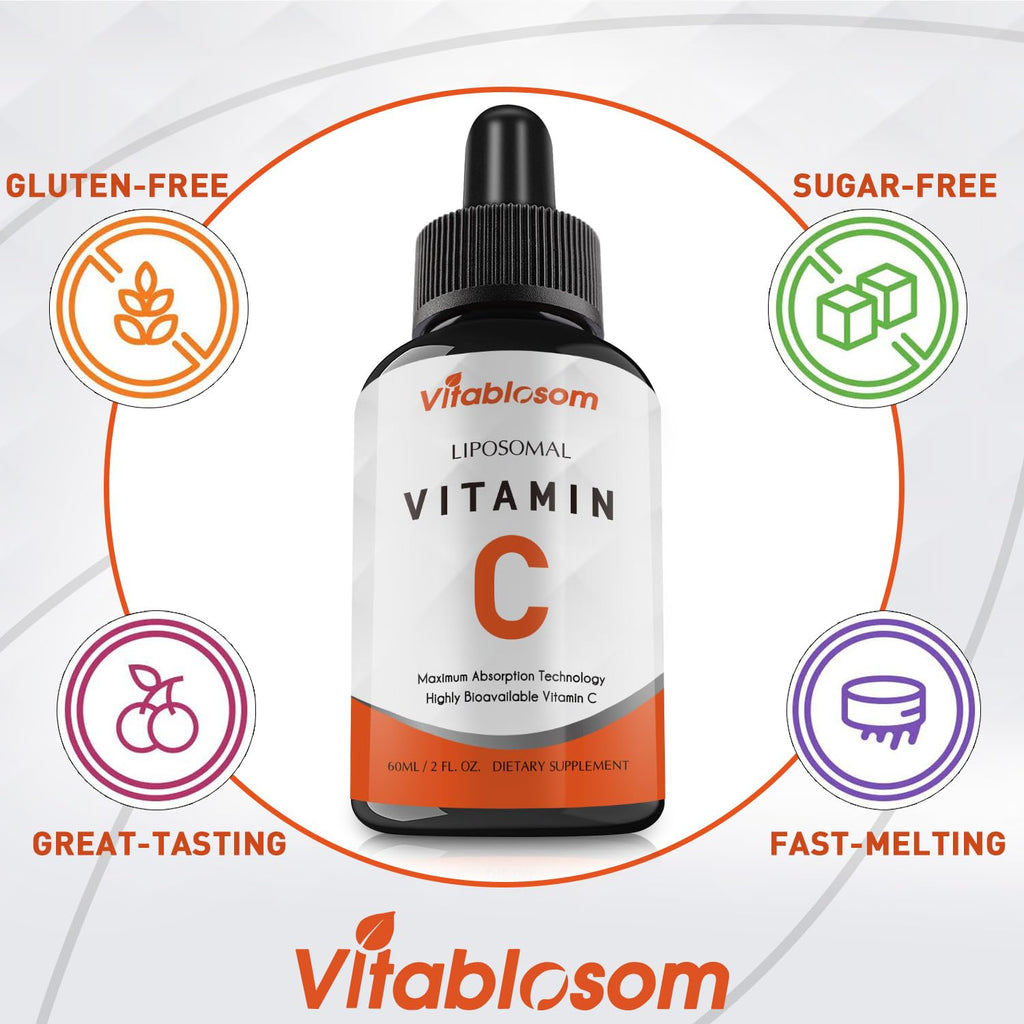 Vitablosom liposomal supplement bottle showing serving size and volume