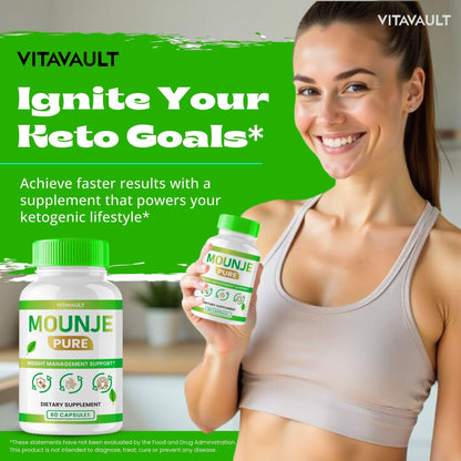 Side view of Vitavault keto dietary supplement highlighting the advanced formula features.