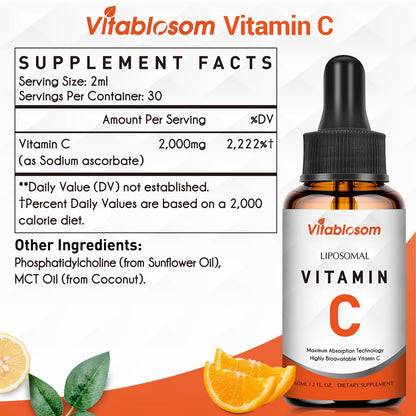 Vitablosom sunflower phospholipid based liposomal vitamin C ingredients list view