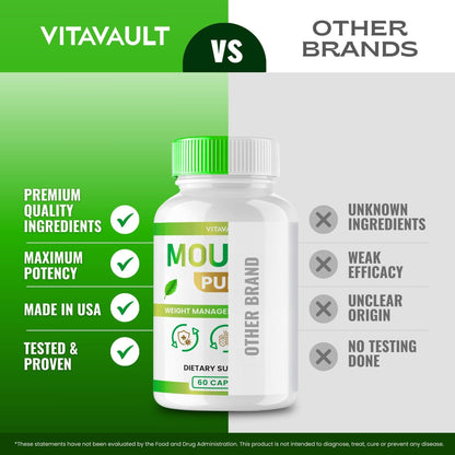 Close up of Mounje Pure Advanced Formula Pills showing capsule form and premium quality.
