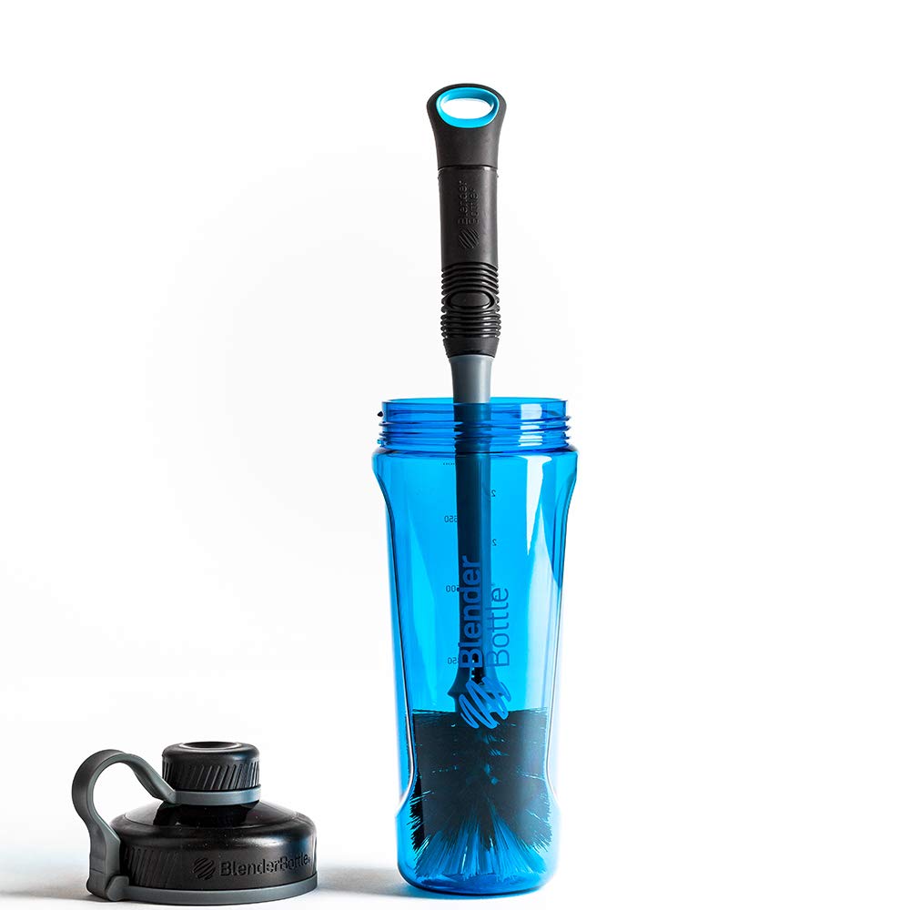 Blender Bottle 2-in-1 brush hanging from the integrated loop